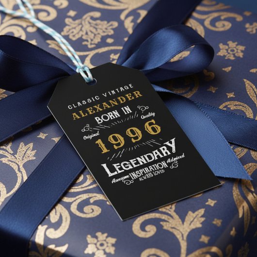 30th Birthday 1996 Add Name Legend Black Gold Cadeaulabel