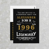 30th Birthday 1996 Black Gold Legend Invitation Briefkaart