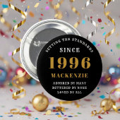 30th Birthday 1996 Elegant Chic Black Gold Ronde Button 5,7 Cm