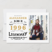 30th Birthday 1996 Legend White & Gold Photo Kaart (Voorkant)
