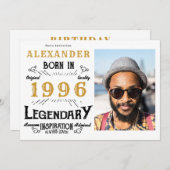 30th Birthday 1996 Legend White & Gold Photo Kaart (Voorkant / Achterkant)