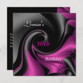 30th Birthday Abstract Black Plum Paars Invite Kaart (Voorkant / Achterkant)