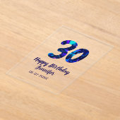 30th birthday add name date year blue sparkle  acryl uitnodigingen (Laagn)