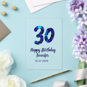 30th birthday add name date year blue sparkle  acryl uitnodigingen (Insitu (Huwelijk))