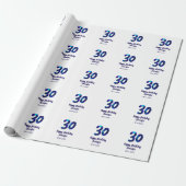 30th birthday add name date year blue sparkle  cadeaupapier (Uitgerold)