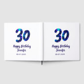 30th birthday add name date year blue sparkle  gastenboek (Volledig)