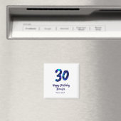 30th birthday add name date year blue sparkle  magneet (Insitu (Vaatwasser))