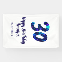 30th birthday add name date year blue sparkle  spandoek