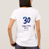 30th birthday add name date year blue sparkle  t-shirt (Achterkant)