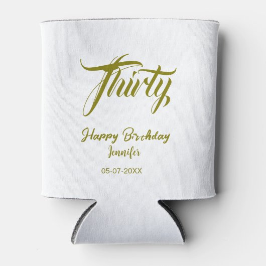 30th birthday add name date year gold template thi blikjeskoeler (Voorkant)