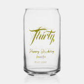 30th birthday add name date year gold template thi blikvorm glas (Achterkant)