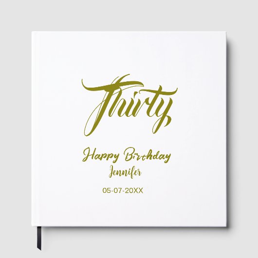 30th birthday add name date year gold template thi gastenboek (Voorkant)