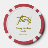 30th birthday add name date year gold template thi poker chips (Achterkant)