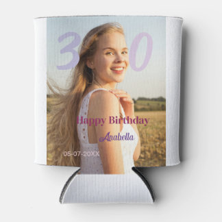 30th birthday add name date year PURPLE PINK BOLD Blikjeskoeler