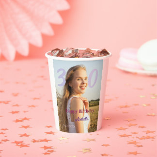 30th birthday add name date year PURPLE PINK BOLD Papieren Bekers