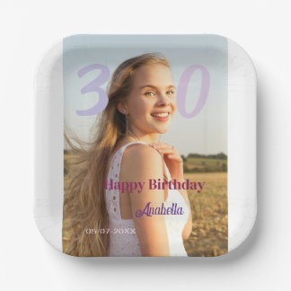 30th birthday add name date year PURPLE PINK BOLD Papieren Bordje