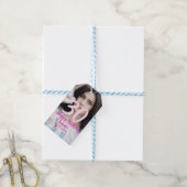 30th birthday add name date year white photo cadeaulabel (Met Touw)