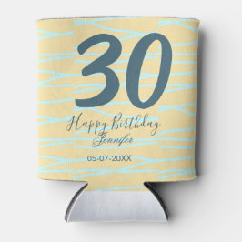 30th birthday add name date year yellow blue paste blikjeskoeler