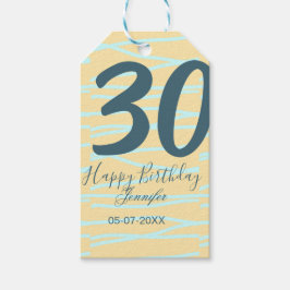 30th birthday add name date year yellow blue paste cadeaulabel