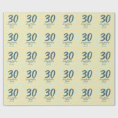 30th birthday add name date year yellow blue paste cadeaupapier (Vlak)