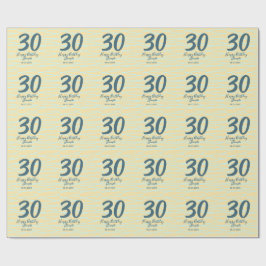 30th birthday add name date year yellow blue paste cadeaupapier