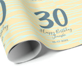 30th birthday add name date year yellow blue paste cadeaupapier (Rol Hoek)