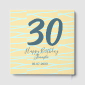 30th birthday add name date year yellow blue paste gastenboek (Achterkant)