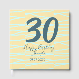 30th birthday add name date year yellow blue paste gastenboek