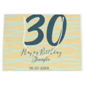 30th birthday add name date year yellow blue paste groot cadeauzakje (Voorkant)