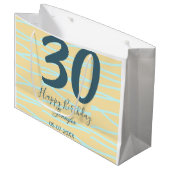 30th birthday add name date year yellow blue paste groot cadeauzakje (Voorkant Gekanteld)