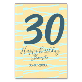 30th birthday add name date year yellow blue paste kaart