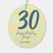 30th birthday add name date year yellow blue paste keramisch ornament (Links)