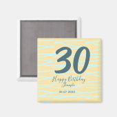 30th birthday add name date year yellow blue paste magneet (Voorkant / Achterkant)