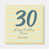 30th birthday add name date year yellow blue paste magneet (Voorkant)