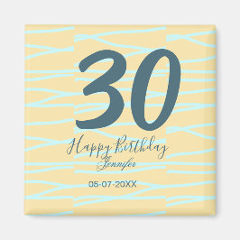 30th birthday add name date year yellow blue paste magneet