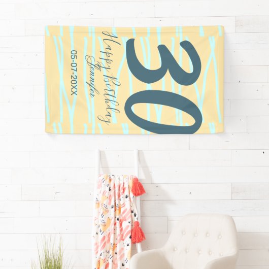 30th birthday add name date year yellow blue paste spandoek (Insitu)
