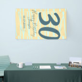 30th birthday add name date year yellow blue paste spandoek (Beurs)
