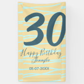 30th birthday add name date year yellow blue paste spandoek (Verticaal)