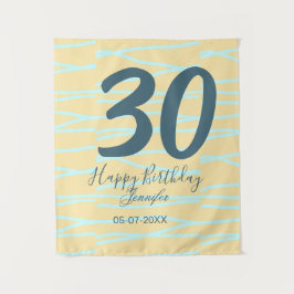 30th birthday add name date year yellow blue paste wandkleed