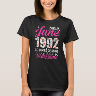 30th Birthday Awesome Since June 1992 Floral T-shirt