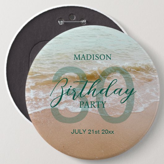 30th Birthday Beach Party Ronde Button 6,0 Cm (Voorkant /achterkant)