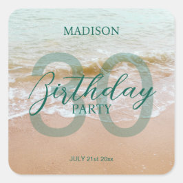 30th Birthday Beach Party Vierkante Sticker