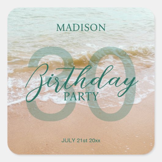 30th Birthday Beach Party Vierkante Sticker (Voorkant)