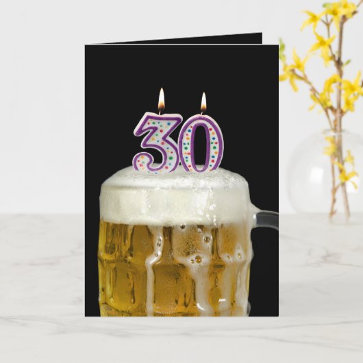 30th Birthday Beer on black Kaart (Gele Bloem)