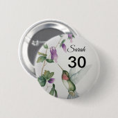 30th Birthday  Bird Garden Flowers Button (Voorkant /achterkant)