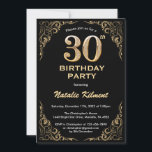 30th Birthday Black en Gold Glitter Lijst Kaart<br><div class="desc">30th Birthday Black and Gold Glitter Lijst Birthday Invitation. Voor verdere aanpassing,  te klikken gelieve de knoop "van de Aanpassing het"en ons ontwerphulpmiddel te gebruiken om deze sjabloon te wijzigen.</div>