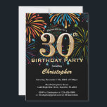 30th Birthday Black en Gold Rainbow Fireworks Kaart<br><div class="desc">30e verjaardag zwarte en gouden regenboogvuurwerkuitnodiging. Voor verdere aanpassing,  te klikken gelieve de knoop "van de Aanpassing het"en ons ontwerphulpmiddel te gebruiken om deze sjabloon te wijzigen.</div>
