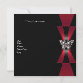 30th Birthday Black Red Butterfly Invite Kaart (Achterkant)