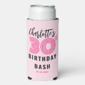 30th Birthday Blush Modern script op maat Seltzer Blikjeskoeler (Seltzer Voorkant)