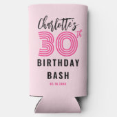 30th Birthday Blush Modern script op maat Seltzer Blikjeskoeler (Achterkant)